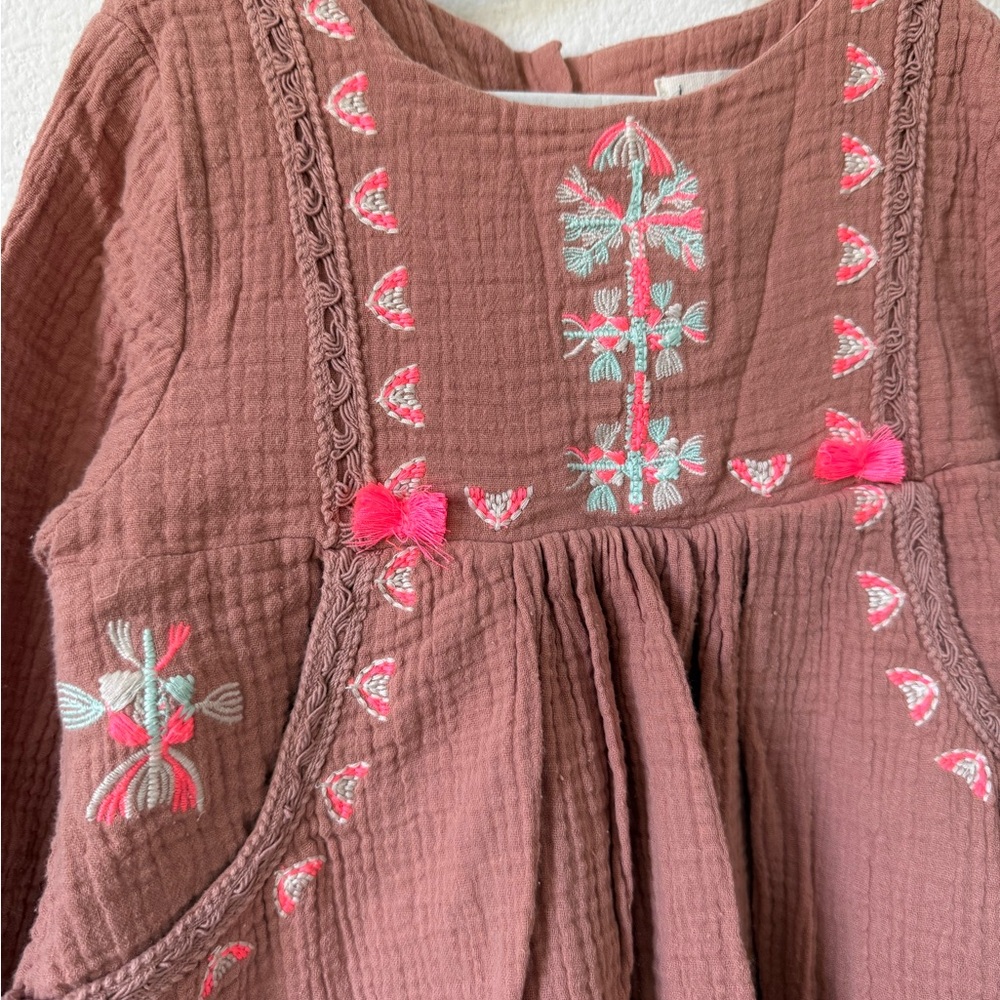 Adorable Pink Embroidered Kids Dress - Picture 2 of 2